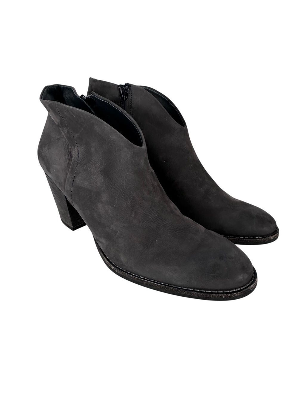 Paul Green Delgado Dark Grey Suede Heeled Booties Womens 7 citycore